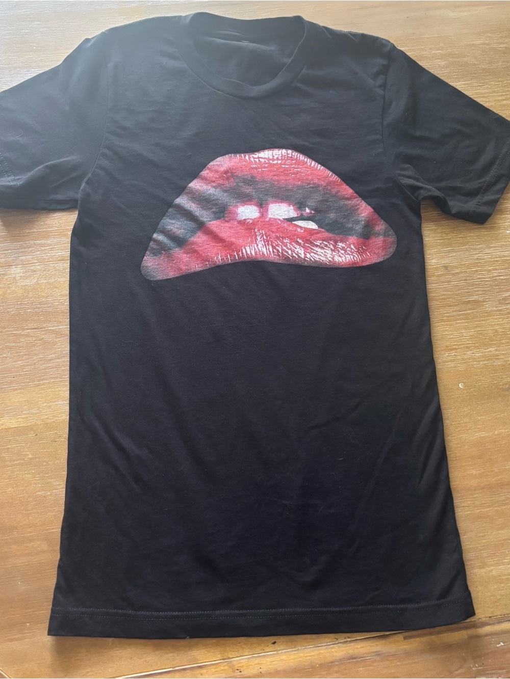 Black Graphic Lip Print Tee - Unbranded